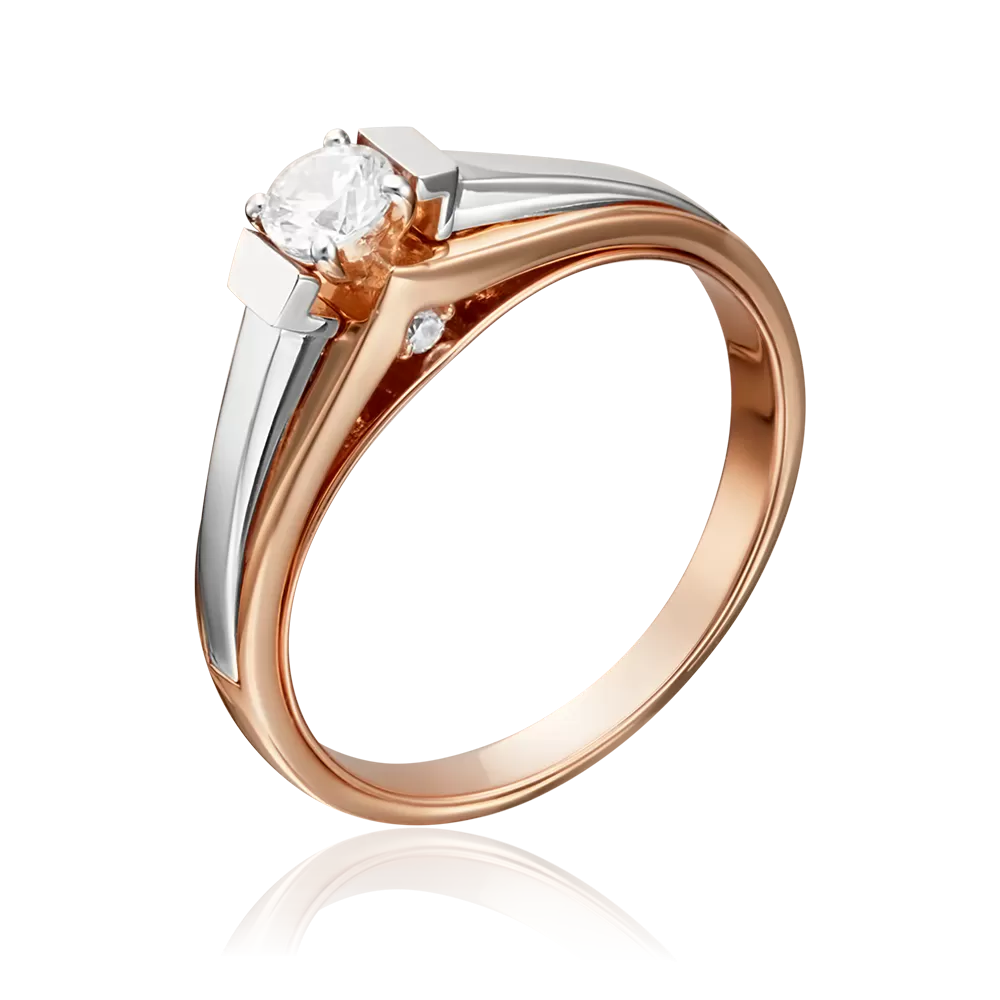 Помолвочное кольцо из комбинированного золота с фианитами 01-5184-00-501-1111-38