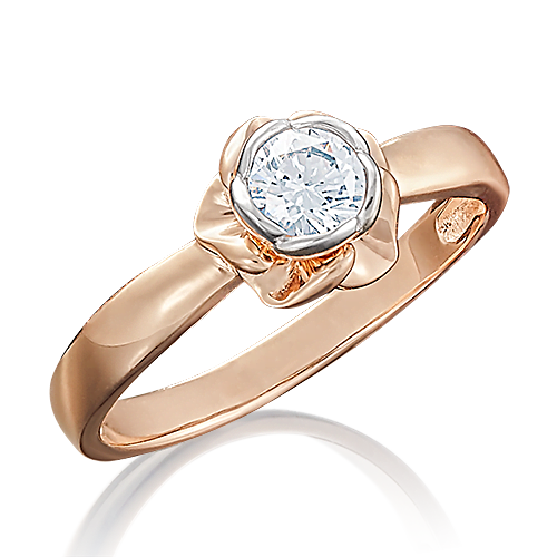 Помолвочное кольцо из красного золота с фианитом 01-4976-00-501-1110-38