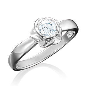 Помолвочное кольцо из белого золота c фианитом 01-4976-00-501-1120-38