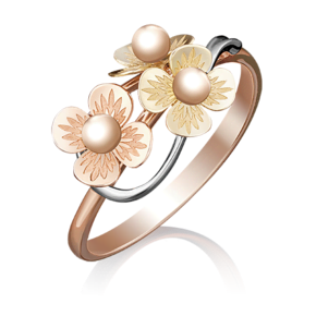 Кольцо «Цветы» из комбинированного золота 01-5051-00-000-1113-42