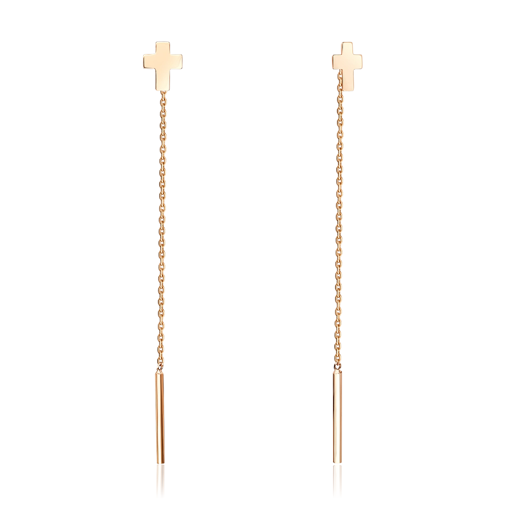 Серьги-продевки «Крестики» из красного золота 02-5575-00-000-1110