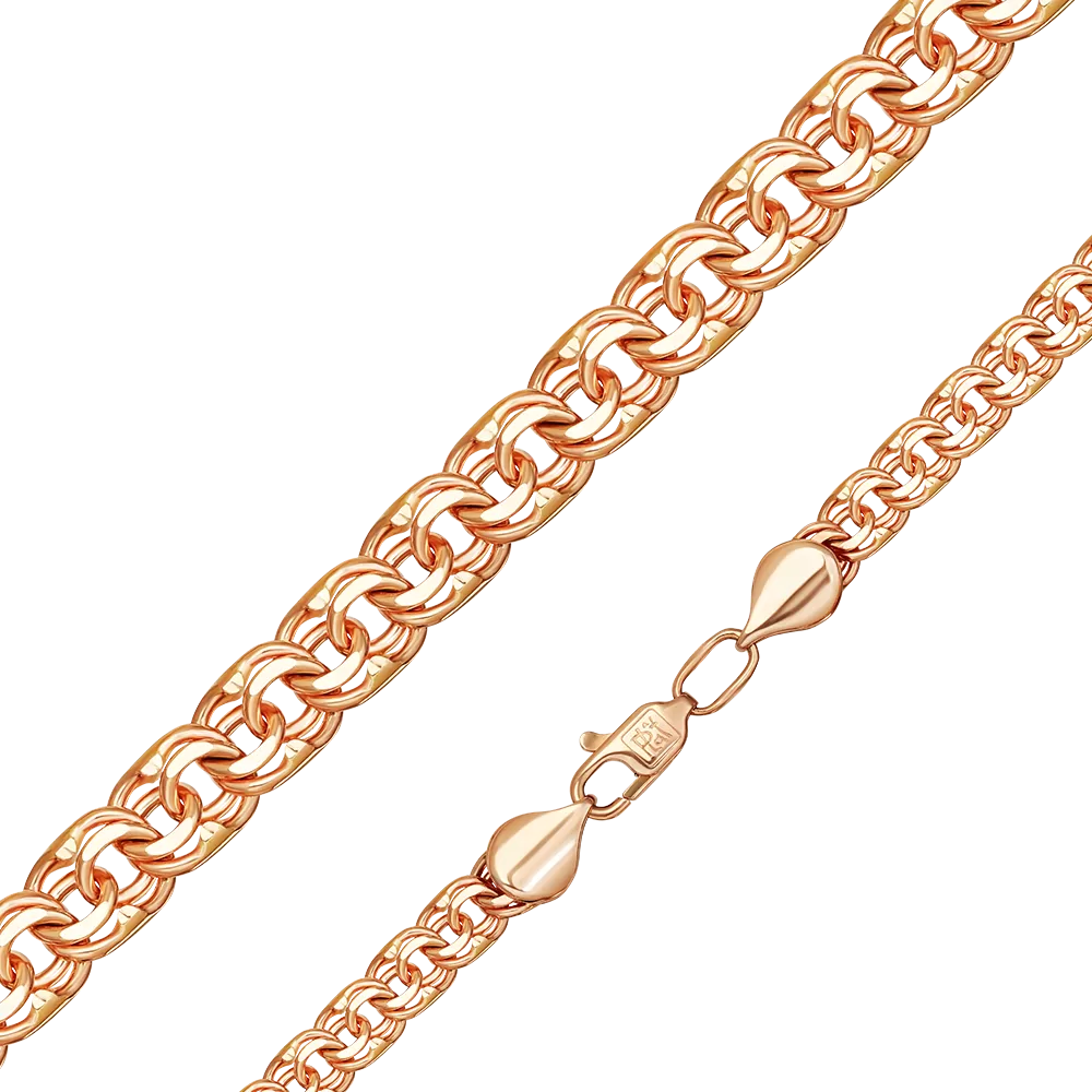 Цепь из красного золота с алмазной гранью (плетение «Бисмарк») 21-2703-080-1110-19