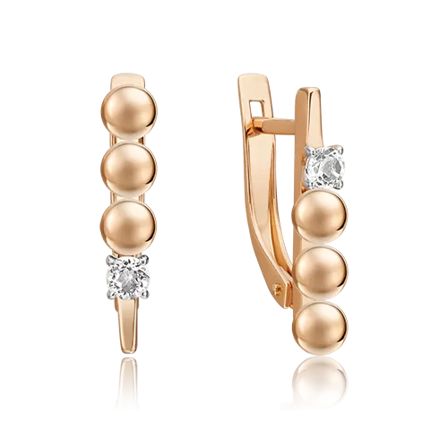 Серьги «Дуэт форм» из красного золота с натуральным топазом white 02-4841-00-201-1110