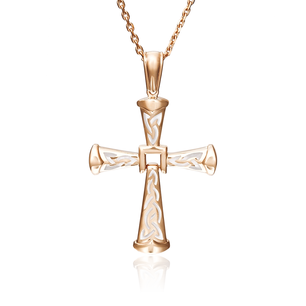 Декоративный крест из красного золота с эмалью 03-2347-01-000-1110-25