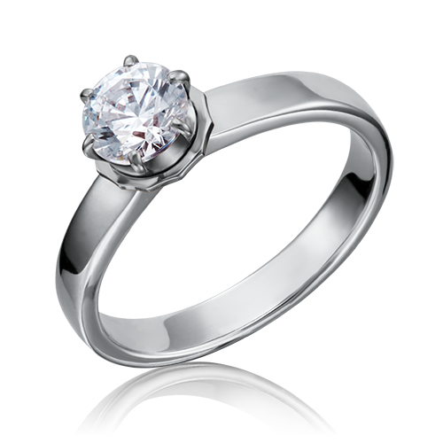 Помолвочное кольцо из белого золота с фианитом 01-5178-00-501-1120-38