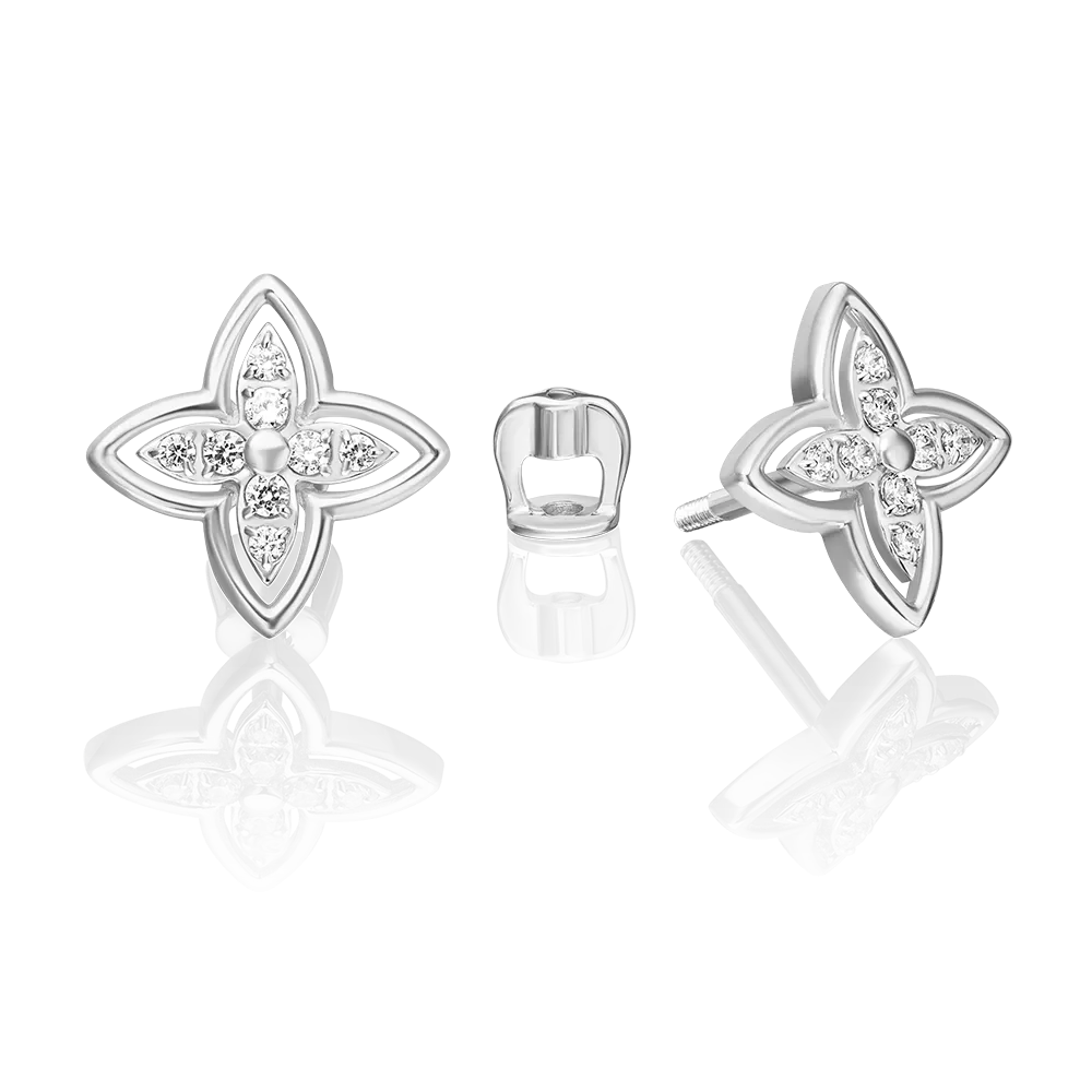 Серьги-пусеты из белого золота с фианитами 02-5512-00-401-1120