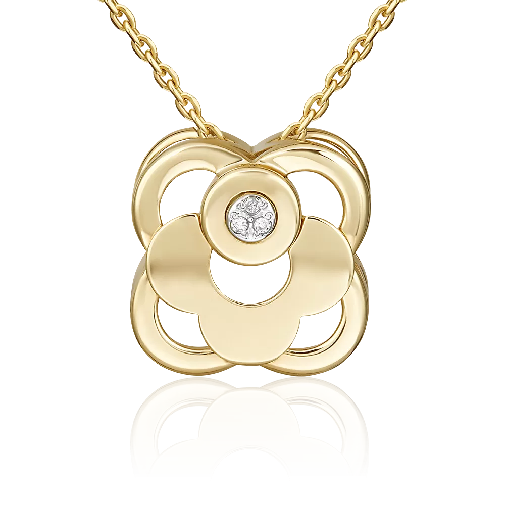 Подвеска из комбинированного золота с бриллиантами 03-3372-00-101-1121