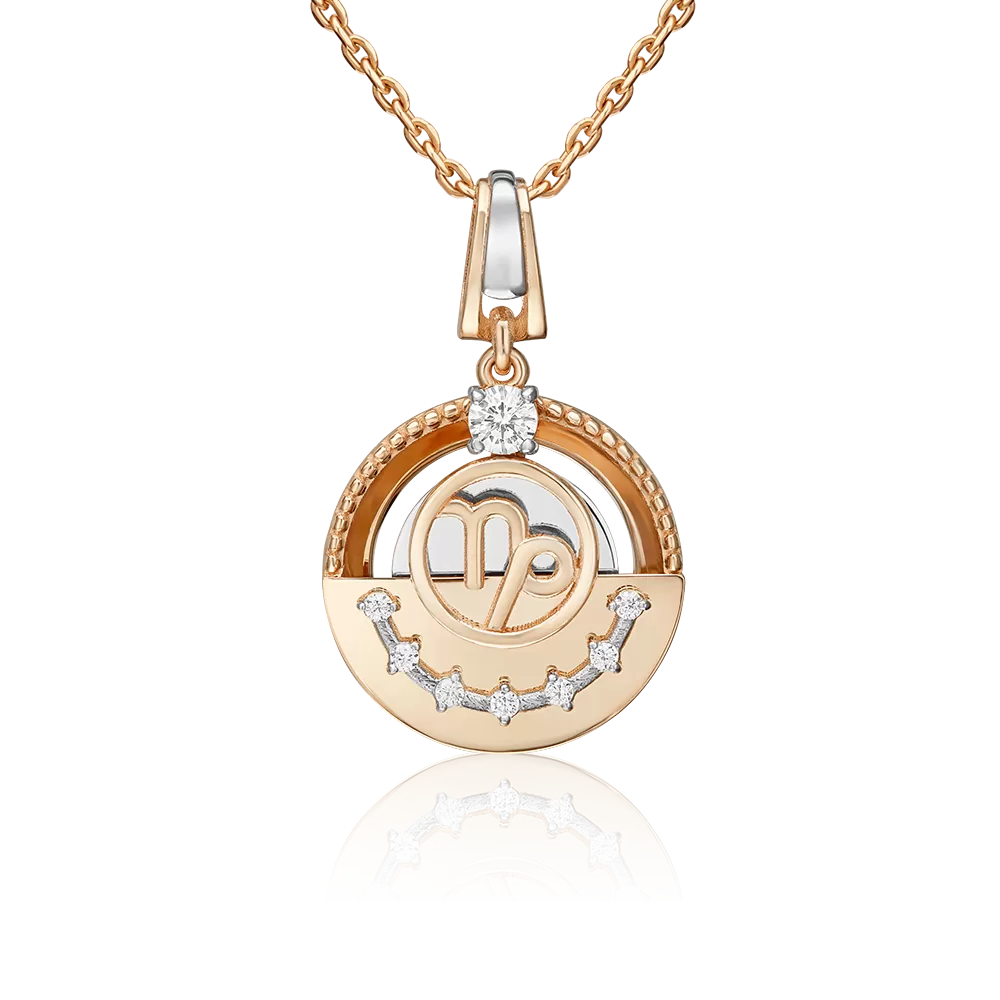 Подвеска «Знак зодиака Козерог» из комбинированного золота с фианитами 03-3463-05-401-1111