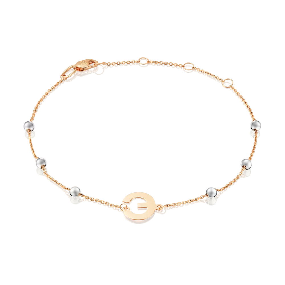 Браслет «Буква Э» из комбинированного золота 05-0849-Э-000-1111