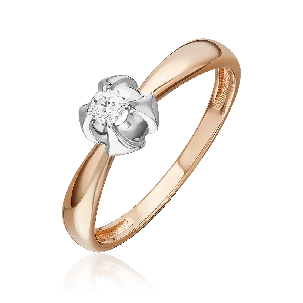 Кольцо из комбинированного золота с бриллиантом 01-5803-00-101-1111