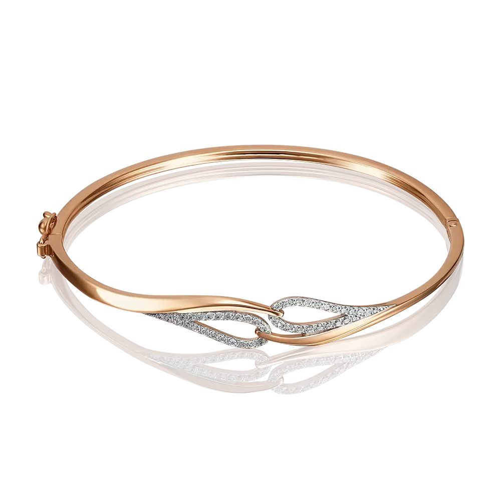 Браслет жесткий из красного золота с фианитами 05-0526-00-401-1110-24