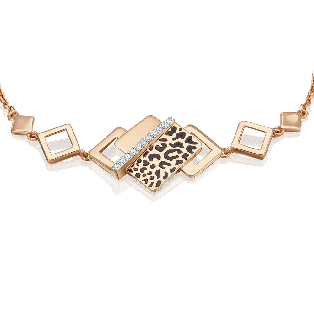 Браслет с принтом «Леопард» из красного золота с фианитами и эмалью 05-0801-00-401-1110