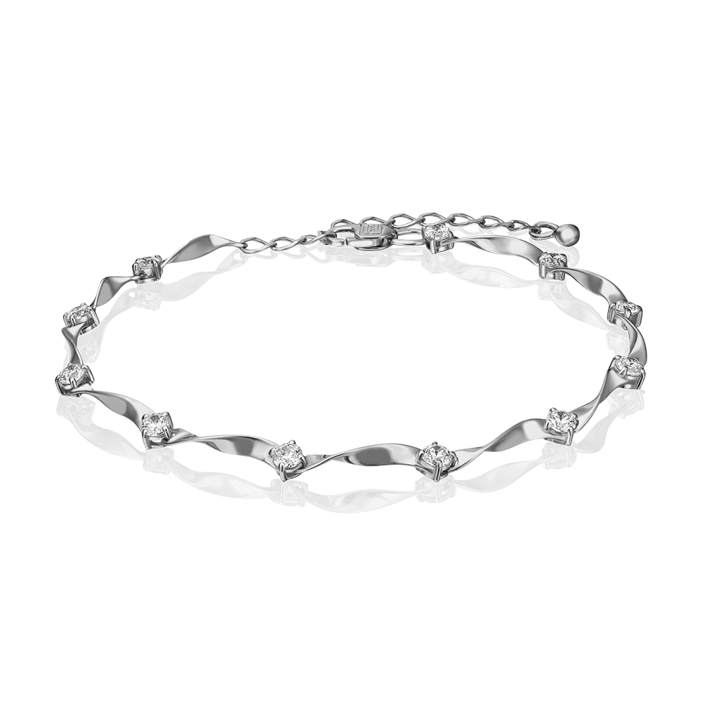 Браслет из белого золота с фианитами 05-0616-00-501-1120-38