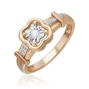 Кольцо из комбинированного золота с бриллиантом 01-5741-00-101-1111