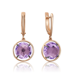 Серьги с английским замком из красного золота c аметистом 02-4452-00-203-1110-46
