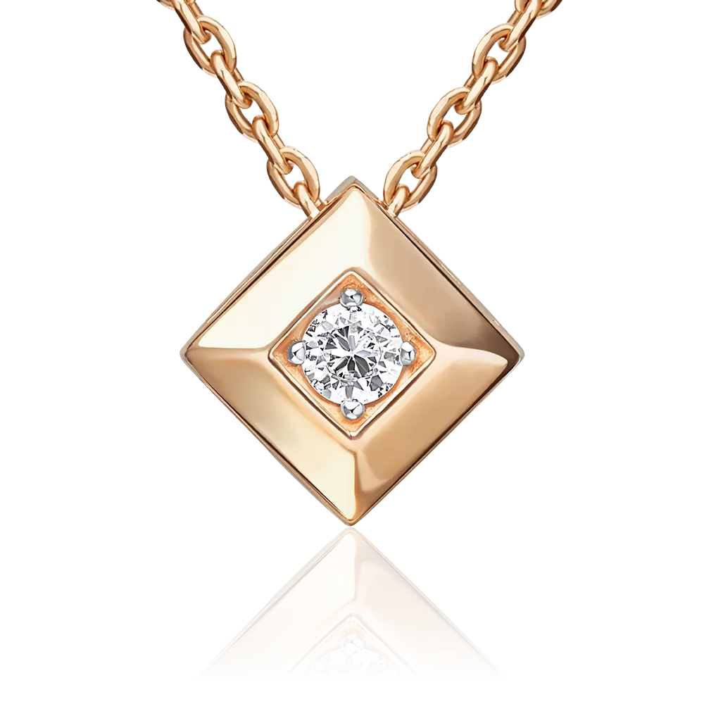 Подвеска-бегунок из красного золота с фианитом 03-1350-00-401-1110-03