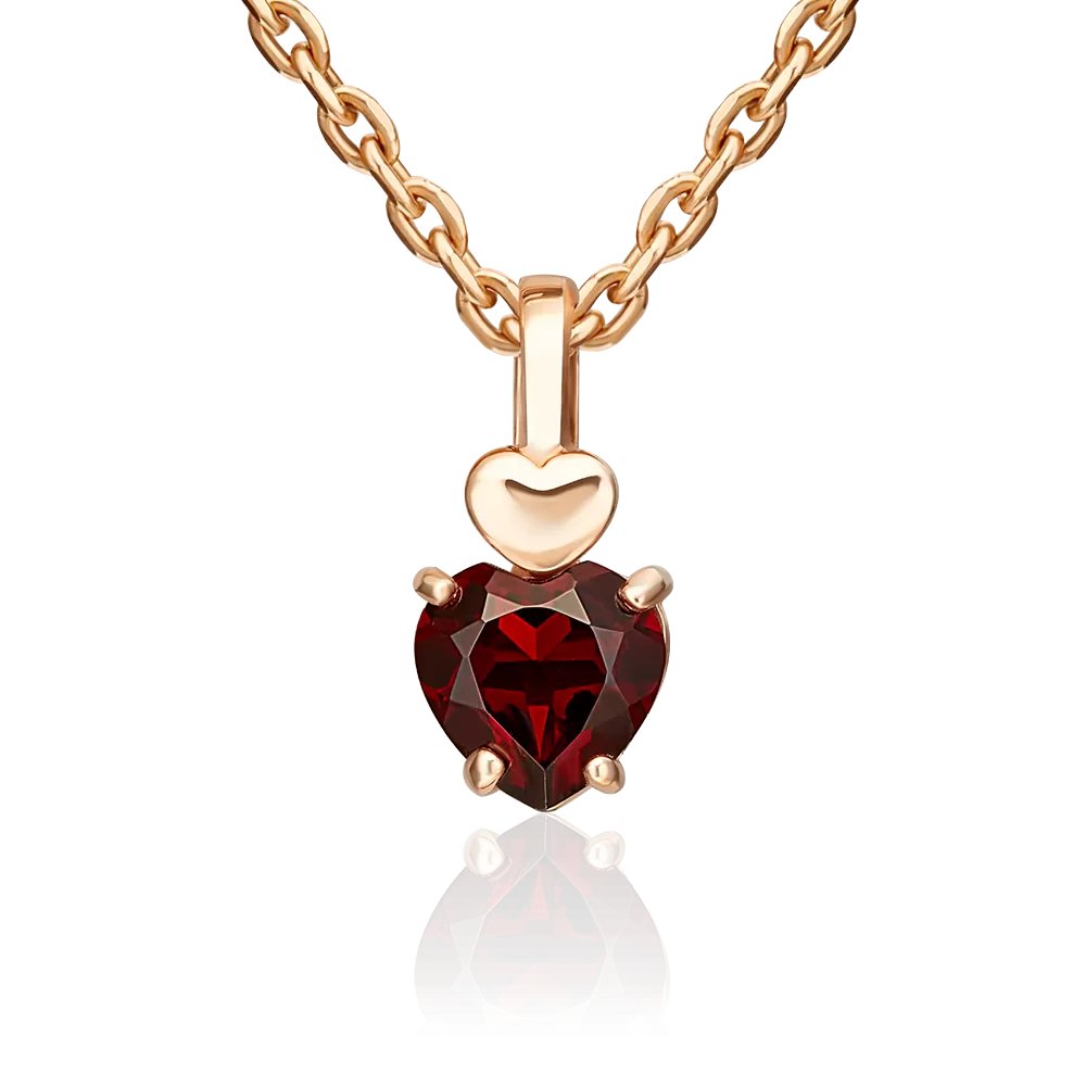Подвеска «Сердце» из красного золота с гранатом 03-3683-00-204-1110