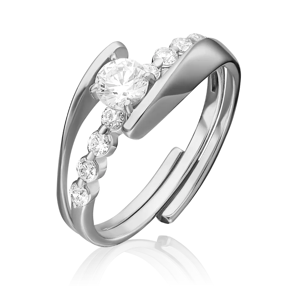 Наборное кольцо из белого золота с фианитами 13-0013-00-501-1120-38