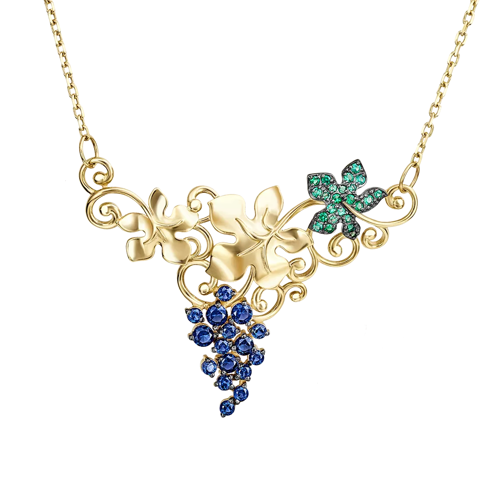 Колье «Виноград» из лимонного золота с фианитами 07-0185-00-404-1130-24