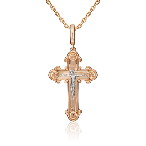 Православный крест из комбинированного золота 03-3160-00-000-1111-42