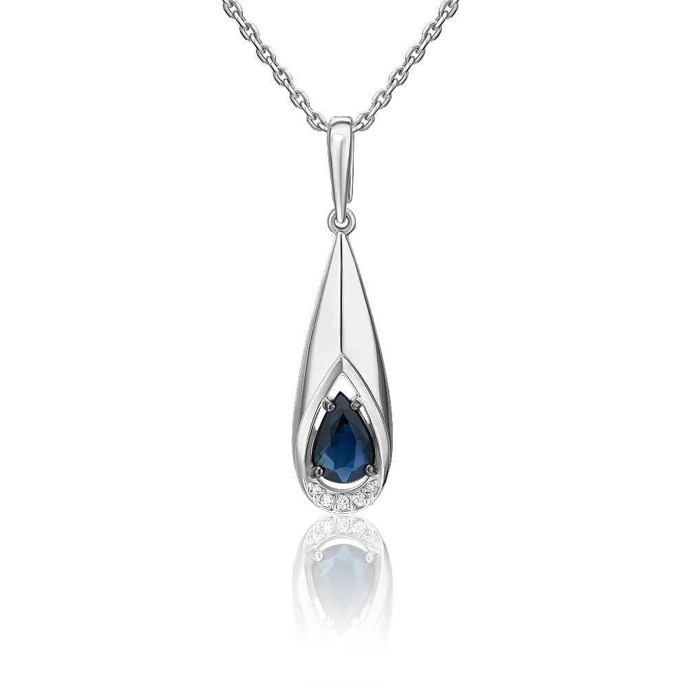 Подвеска из белого золота с сапфиром и бриллиантами 03-3456-00-105-1120