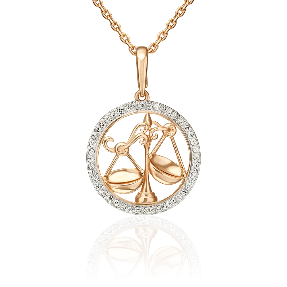 Подвеска «Знак зодиака Весы» из красного золота с фианитами 03-3641-06-401-1110