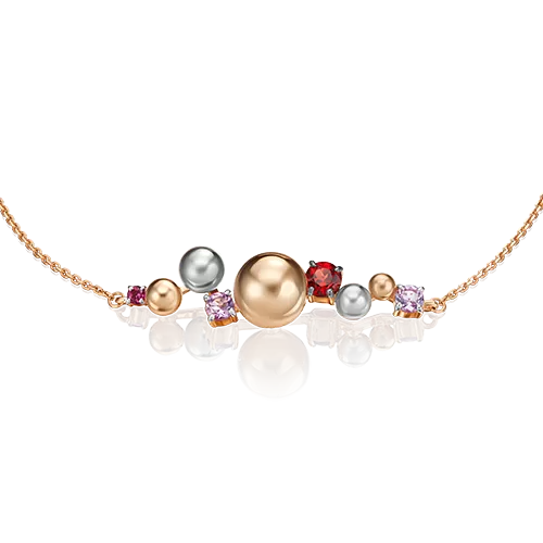 Браслет «Кометы» из комбинированного золота с гранатами и аметистами 05-0674-00-257-1111-76