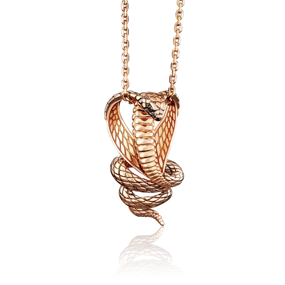 Подвеска «Кобра» из красного золота с фианитами и эмалью 03-2678-00-402-1110-48