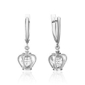 Серьги с английским замком из белого золота c фианитом 02-4539-00-501-1120-67