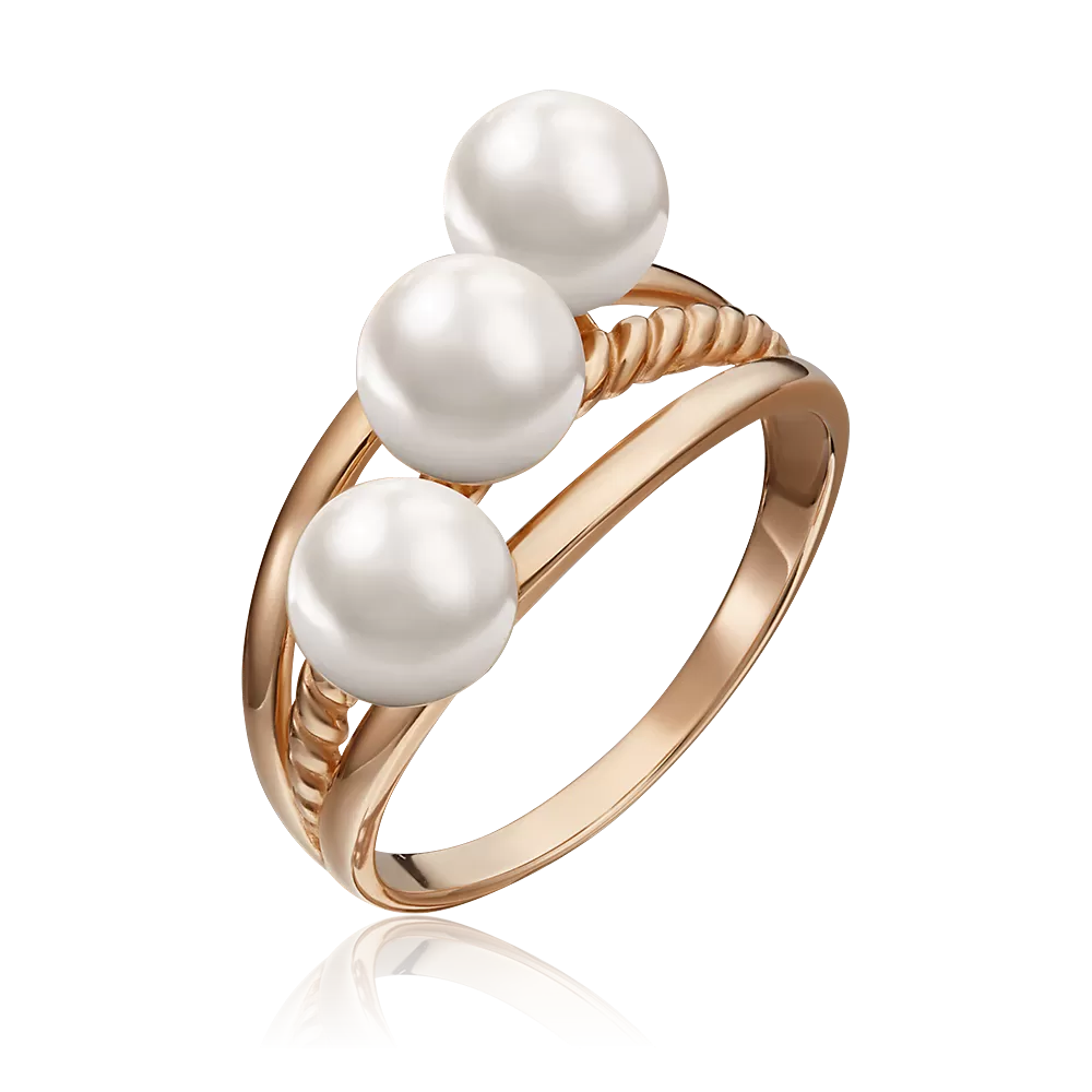 Кольцо из красного золота с жемчугом культивированным 01-5331-00-301-1110-31