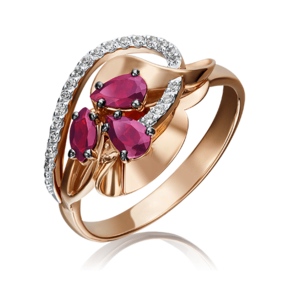 Кольцо из красного золота с рубином и бриллиантом 01-5221-00-107-1110-30