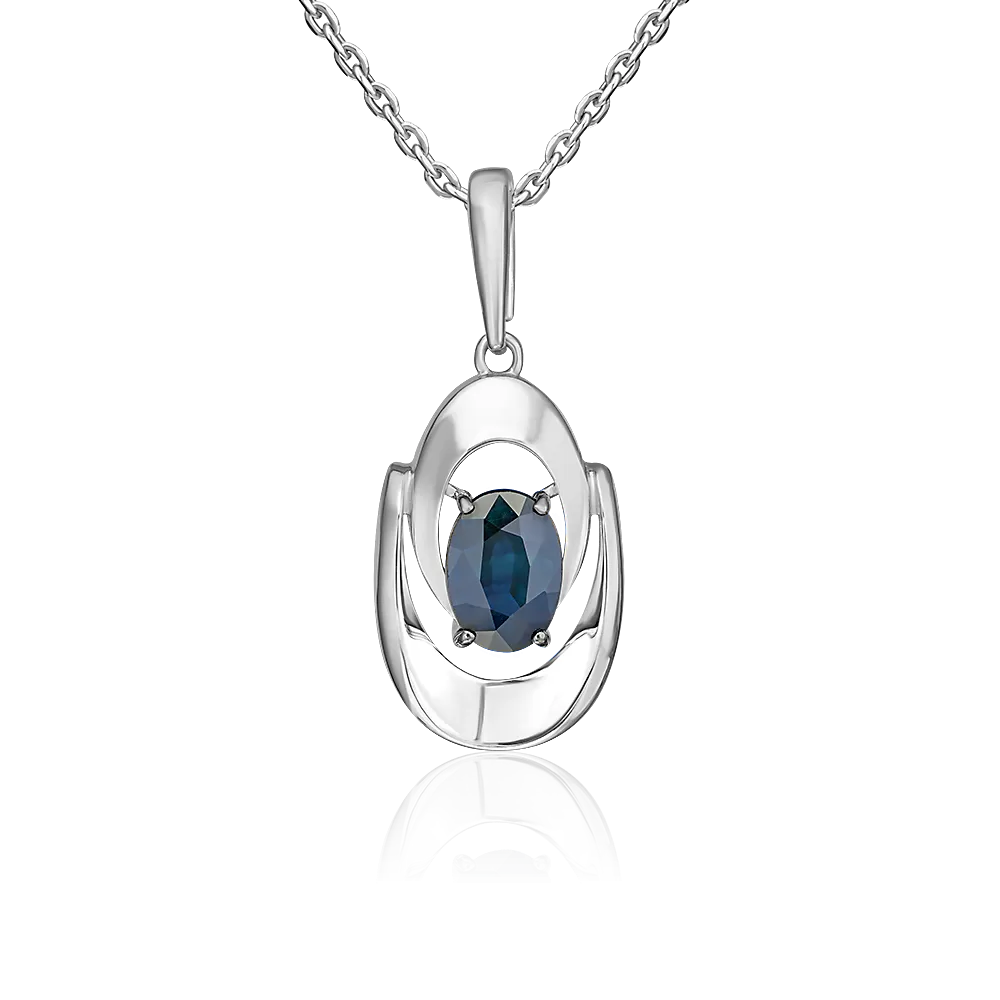 Подвеска из белого золота с сапфиром 03-3613-00-102-1120