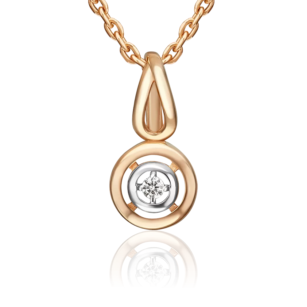 Подвеска из красного золота с бриллиантом 03-3727-00-101-1110