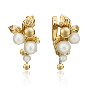 Серьги из лимонного золота с жемчугом культивированным 02-4599-00-301-1130