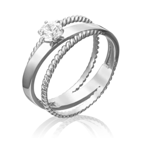 Помолвочное кольцо из белого золота с фианитом 01-5334-00-501-1120-38
