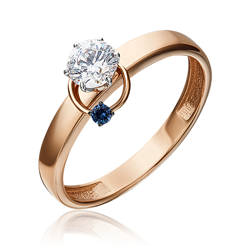 Помолвочное кольцо из комбинированного золота с фианитом и шпинелью синт. 01-5211-00-504-1111-38