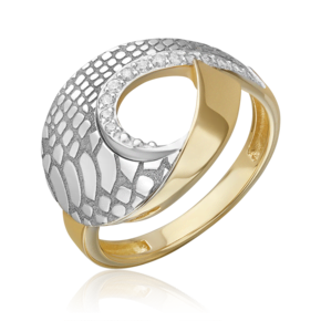 Кольцо с принтом «Питон» из лимонного золота c фианитами 01-5716-00-401-1121