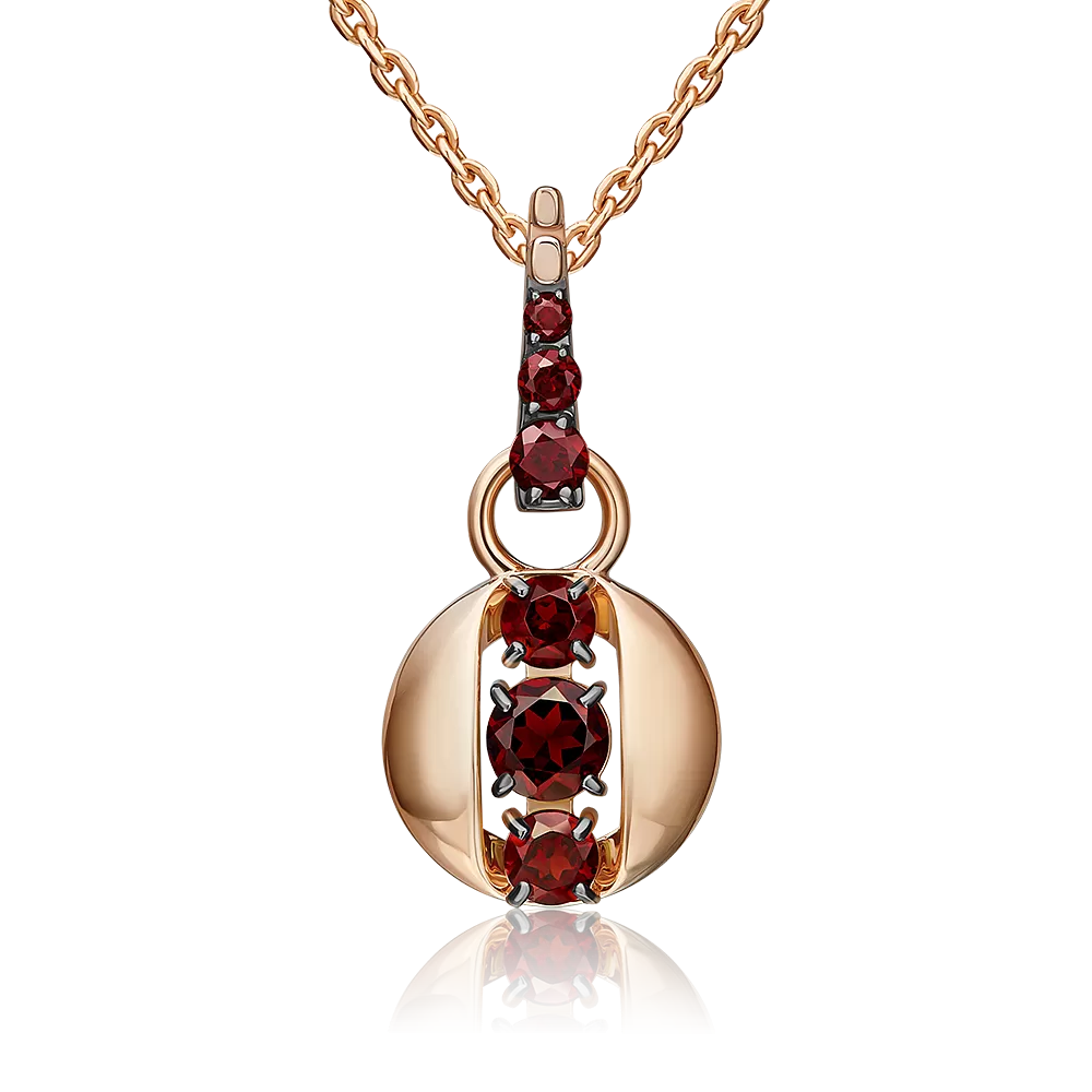 Подвеска из красного золота с гранатами 03-3570-00-204-1110