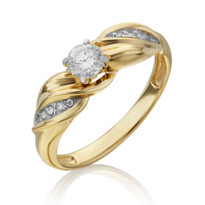 Кольцо из лимонного золота с бриллиантом 01-4956-00-101-1130-30