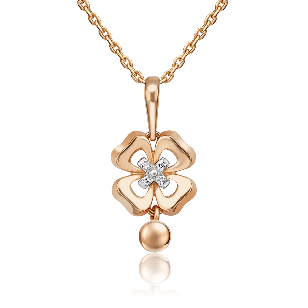 Подвеска «Клевер. Незабываемые моменты» из комбинированного золота с бриллиантами 03-3280-00-101-1111