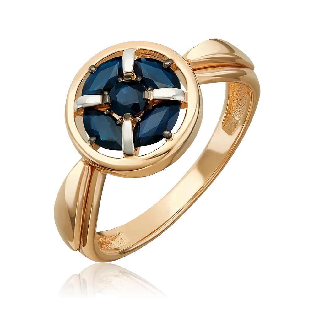 Кольцо из красного золота с сапфирами 01-5885-00-102-1110