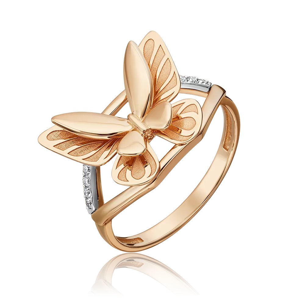 Кольцо «Бабочка. Мгновения красоты» из комбинированного золота с бриллиантами 01-5496-00-101-1111
