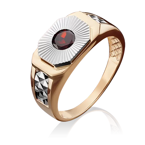 Печатка из комбинированного золота с гранатом 01-4845-00-204-1111-46
