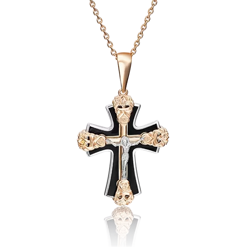 Православный крест из комбинированного золота с эмалью 03-2432-00-000-1111-25