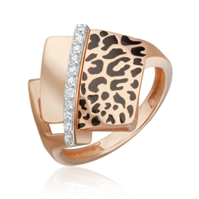 Кольцо с принтом «Леопард» из красного золота c фианитами и эмалью 01-5713-00-401-1110