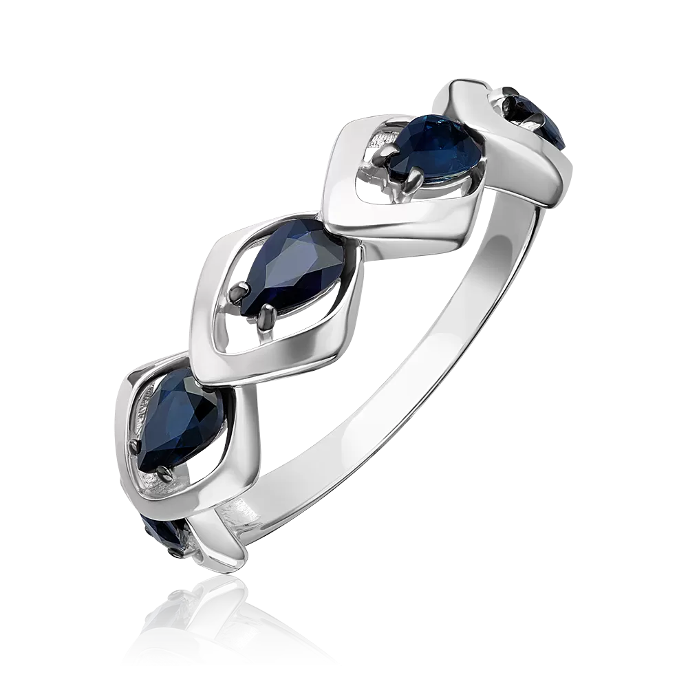 Кольцо из белого золота с сапфирами 01-5871-00-102-1120