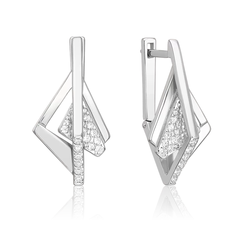 Серьги с английским замком из серебра с фианитами 02-5138-00-401-0200