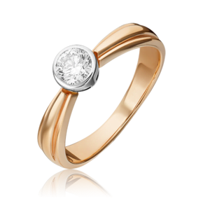 Кольцо из комбинированного золота c бриллиантом 01-1046-00-101-1111-30