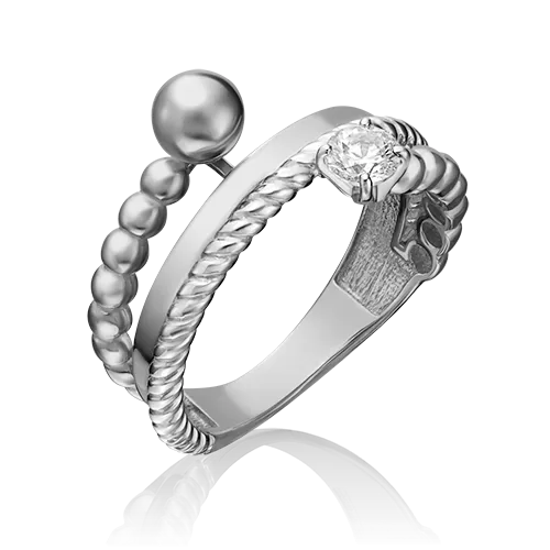 Кольцо из белого золота с фианитом 01-5345-00-501-1120-38