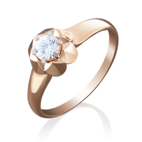 Помолвочное кольцо из красного золота c бриллиантом 01-4941-00-101-1110-30